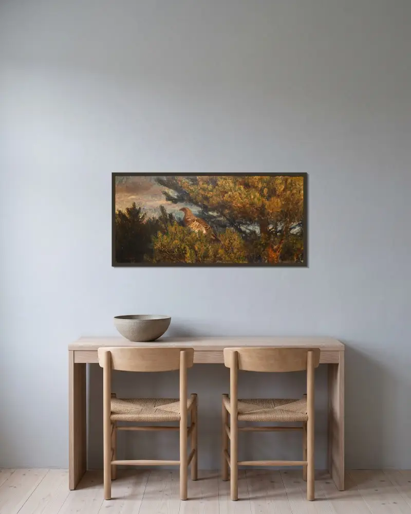 Auerhenne von Bruno Liljefors gerahmt an einer Wand