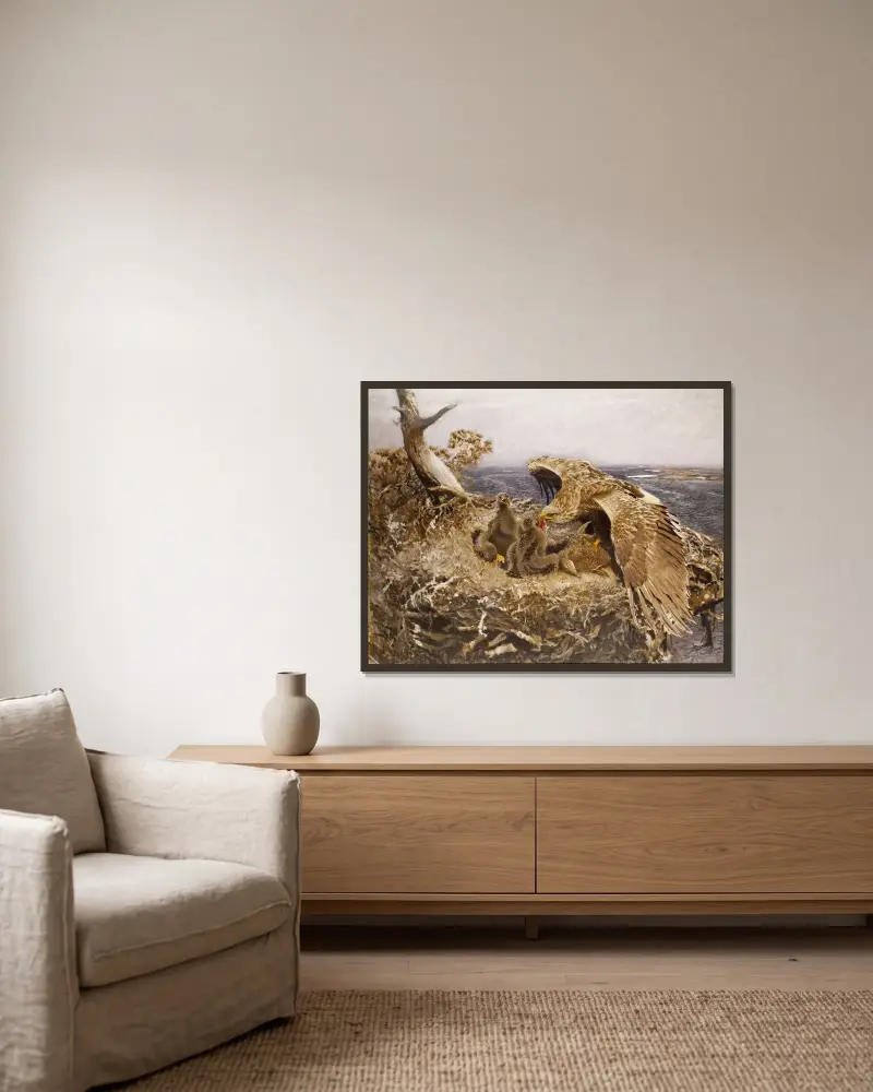 Das Nest des Seeadlers von Bruno Liljefors gerahmt an einer Wand