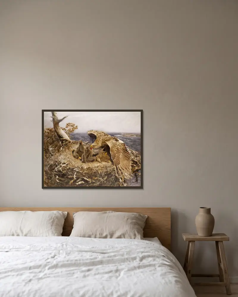 Das Nest des Seeadlers von Bruno Liljefors gerahmt an einer Wand