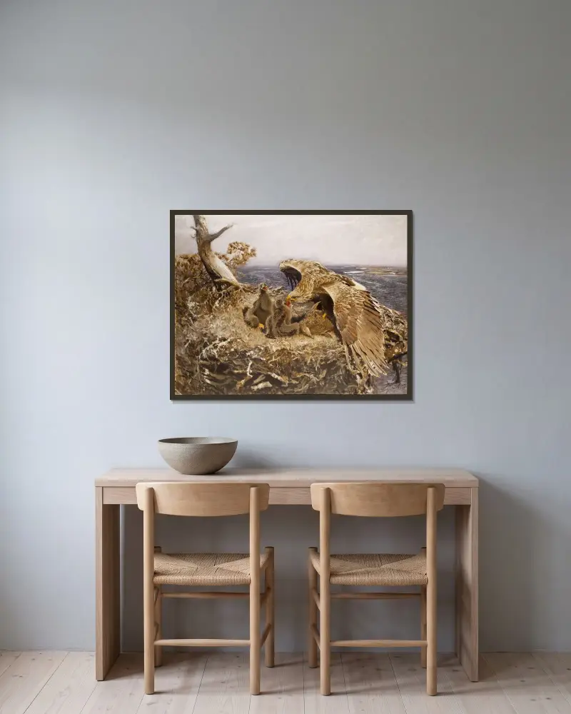 Das Nest des Seeadlers von Bruno Liljefors gerahmt an einer Wand