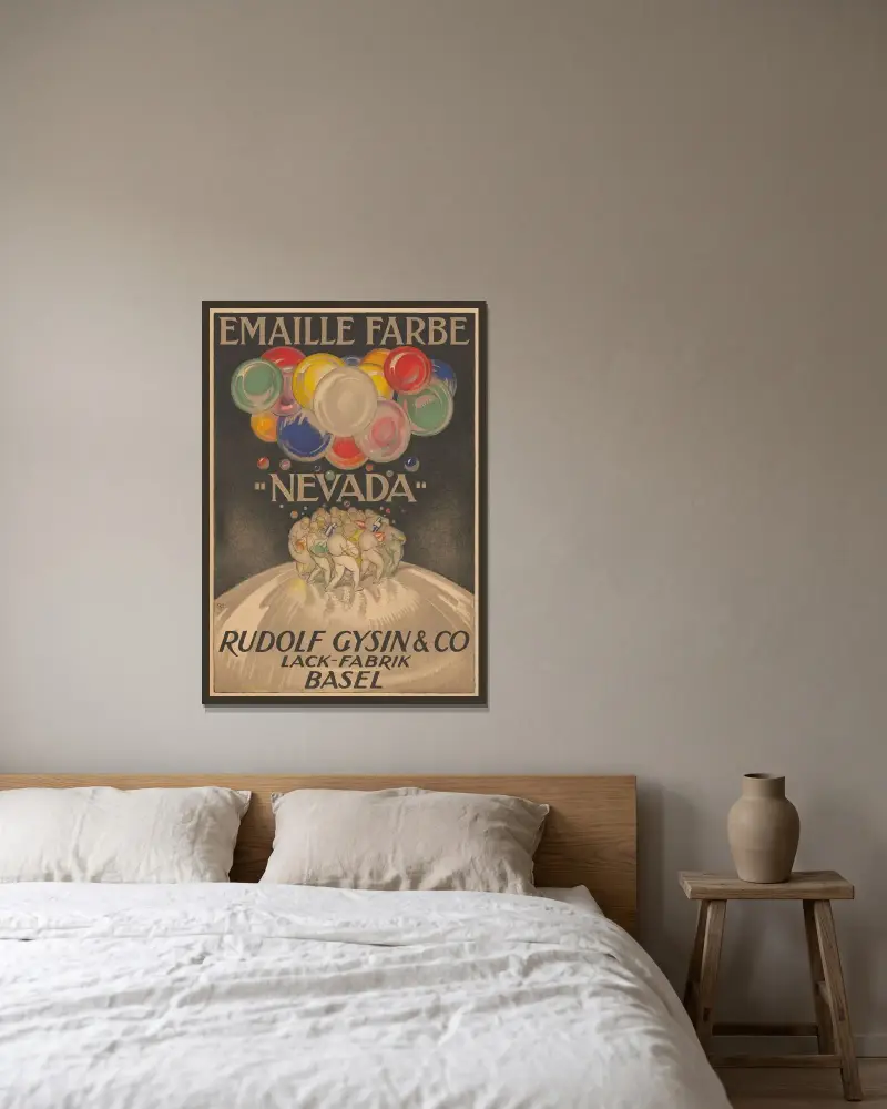Emaille Farbe ‘Nevada’ – Rudolf Gysin & Co. av Burkhard Mangold inramad på en vägg