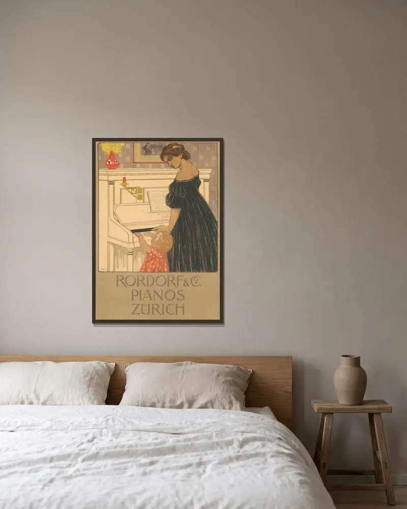 Rordorf & Co. Pianos Zürich av Burkhard Mangold inramad på en vägg