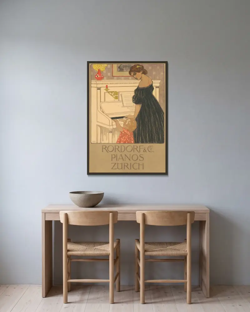 Rordorf & Co. Pianos Zürich av Burkhard Mangold inramad på en vägg