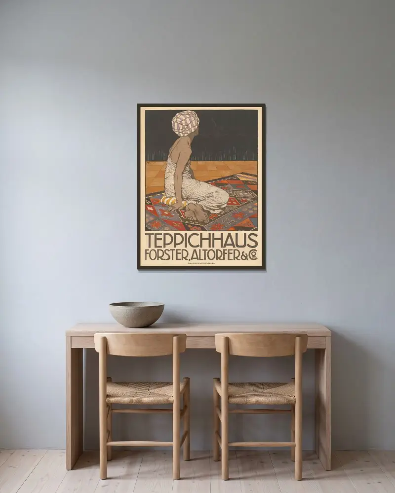 Teppichhaus Forster av Burkhard Mangold inramad på en vägg