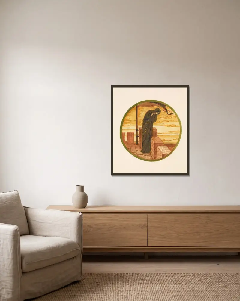 Kommt er nicht von Sir Edward Coley Burne-Jones gerahmt an einer Wand