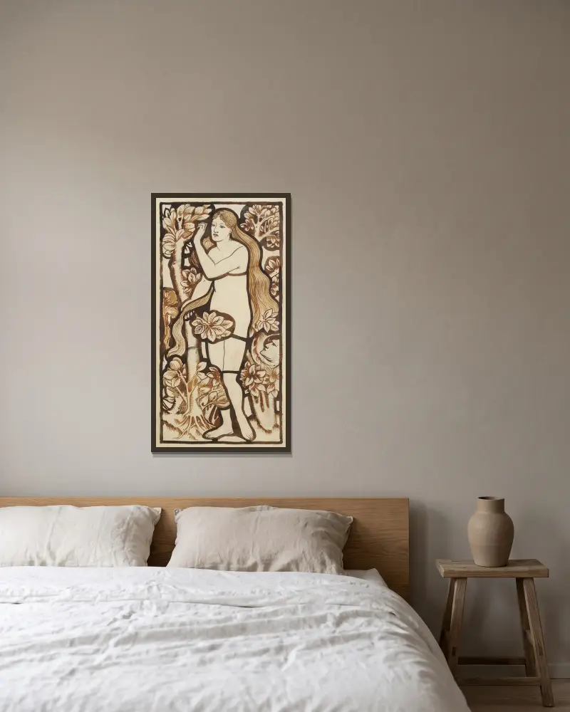 Eva von Sir Edward Coley Burne-Jones gerahmt an einer Wand