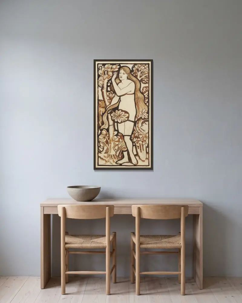 Eva von Sir Edward Coley Burne-Jones gerahmt an einer Wand