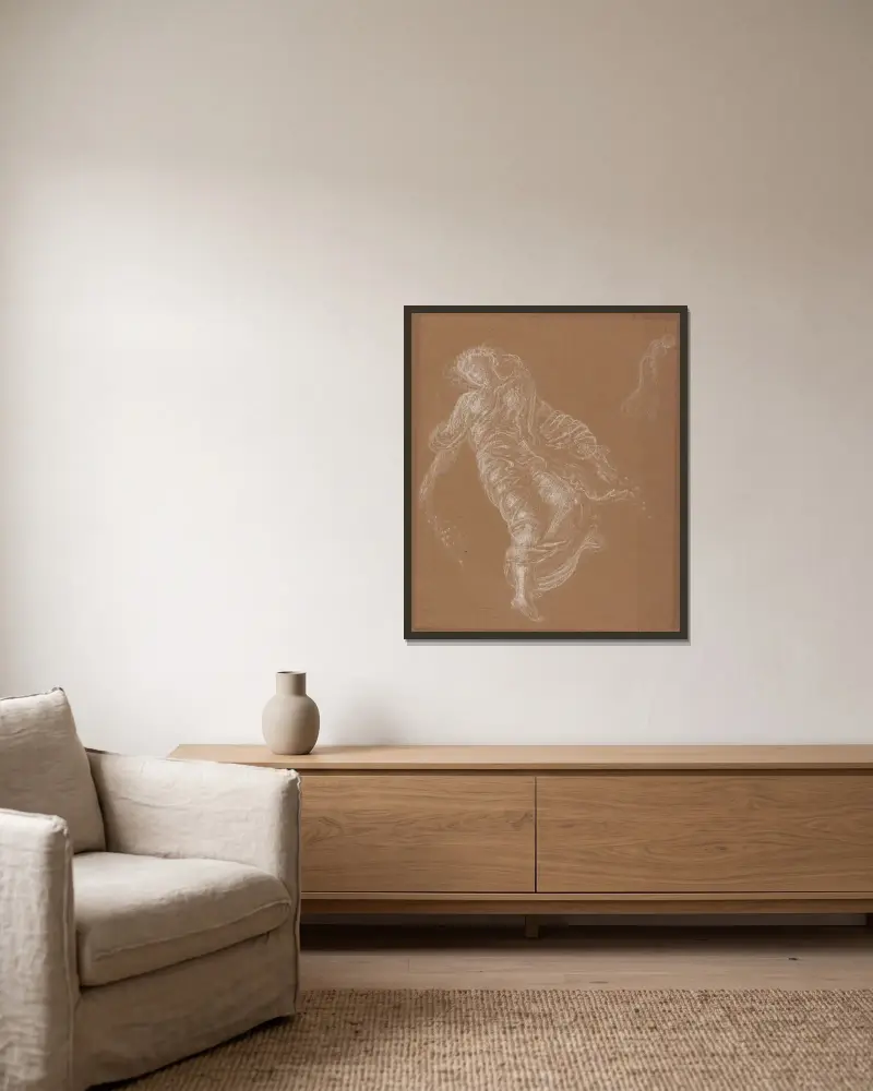 Flora von Sir Edward Coley Burne-Jones gerahmt an einer Wand