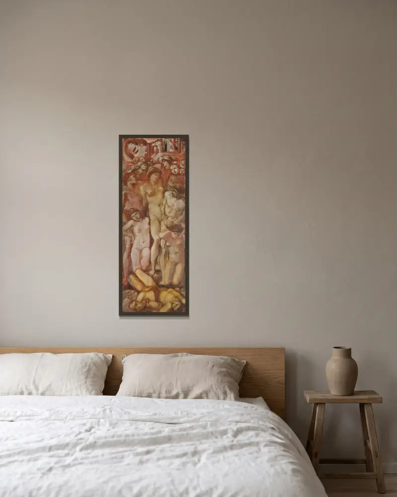 Helena gefangen im brennenden Troja von Sir Edward Coley Burne-Jones gerahmt an einer Wand