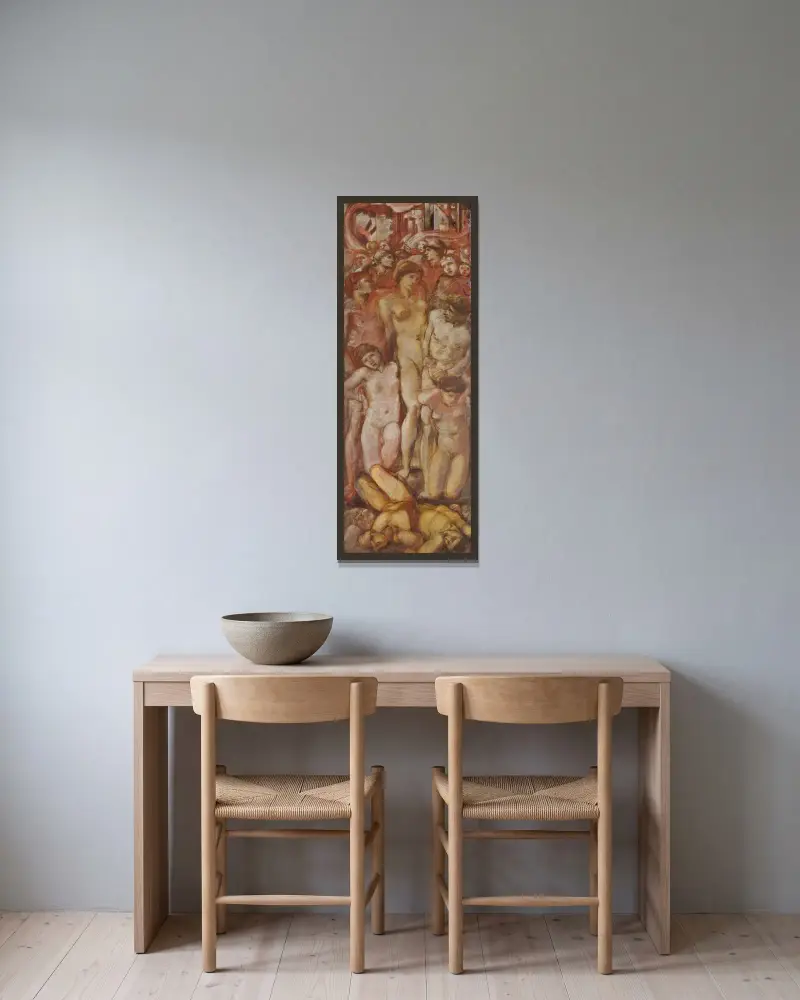 Helena gefangen im brennenden Troja von Sir Edward Coley Burne-Jones gerahmt an einer Wand