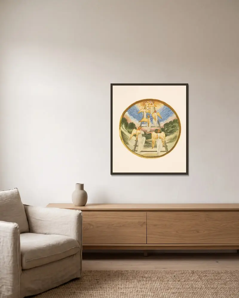 Jakobsleiter von Sir Edward Coley Burne-Jones gerahmt an einer Wand