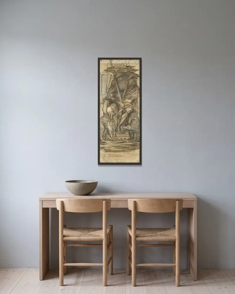 Odin von Sir Edward Coley Burne-Jones gerahmt an einer Wand