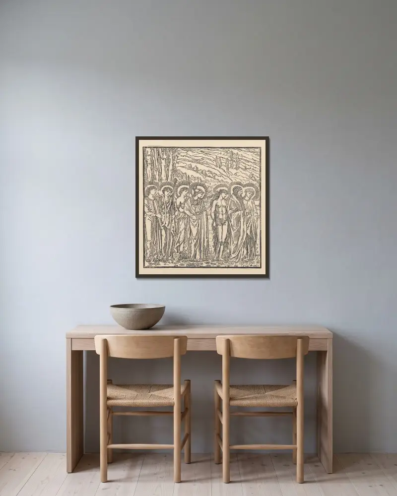 Psyche von Olympos aufgenommen II von Sir Edward Coley Burne-Jones gerahmt an einer Wand