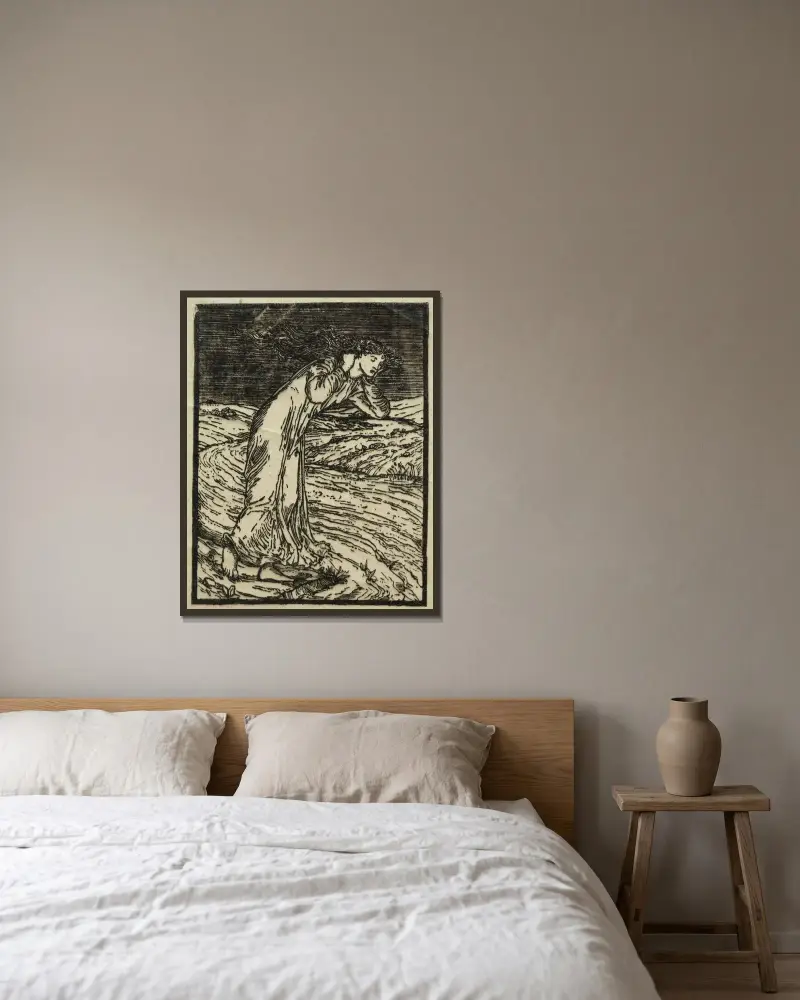 Psyche, die sich in den Fluss stürzt von Sir Edward Coley Burne-Jones gerahmt an einer Wand