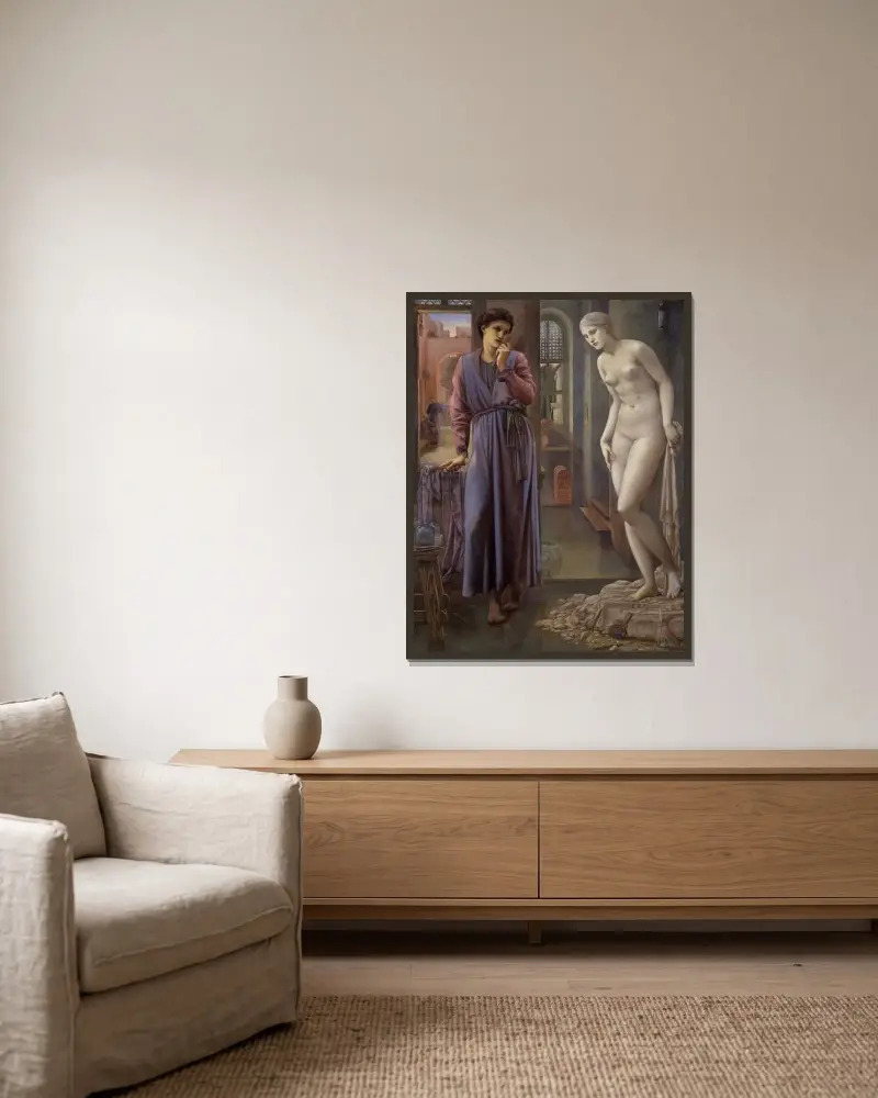 Pygmalion And The Image – The Hand Refrains av Sir Edward Coley Burne-Jones inramad på en vägg