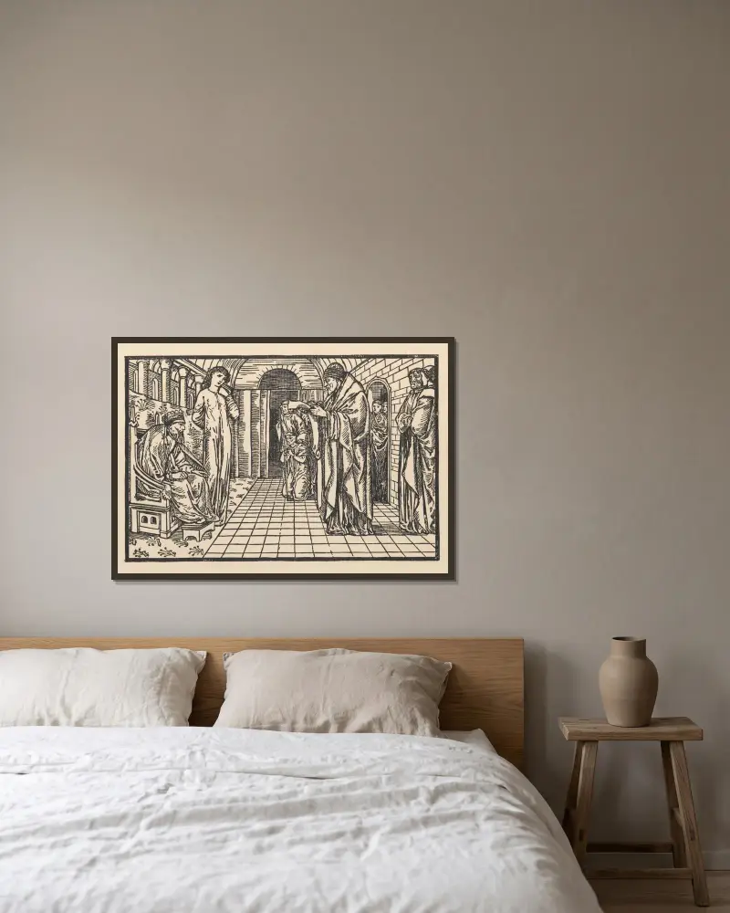 Return of the messengers with the oracle av Sir Edward Coley Burne-Jones inramad på en vägg