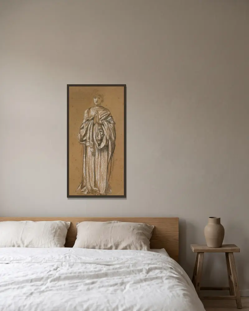 Stojící drapovaná figura, Sir Edward Coley Burne-Jones v rámu na stěně