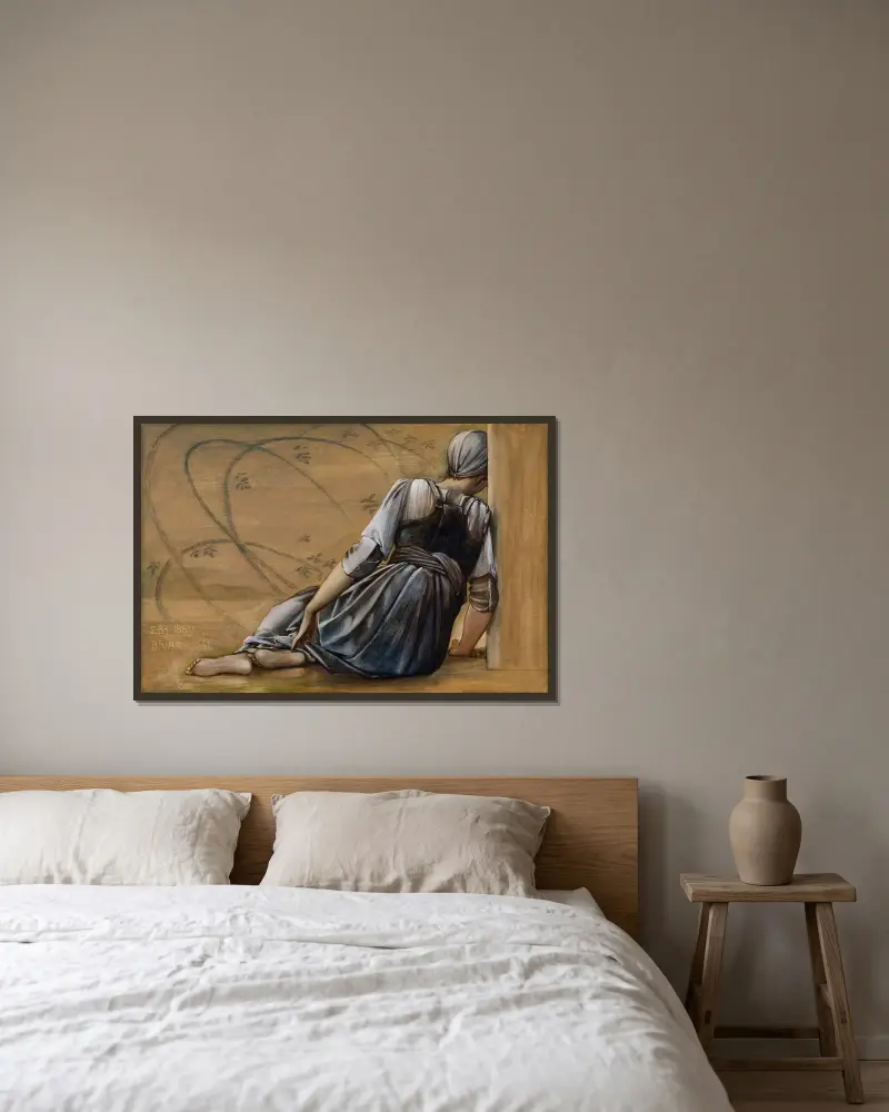 The Briar Rose Series – Study for ‘The Garden Court’ II av Sir Edward Coley Burne-Jones inramad på en vägg