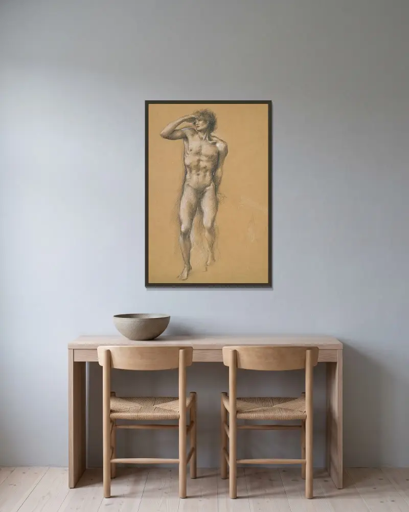 The Call Of Perseus av Sir Edward Coley Burne-Jones inramad på en vägg
