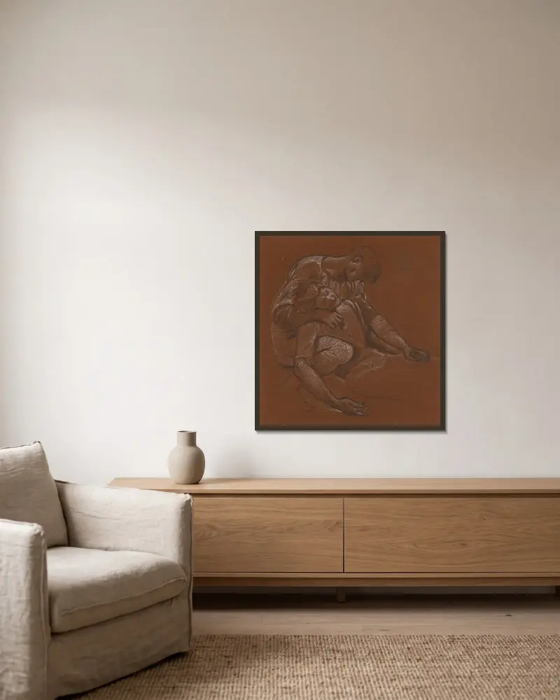 Die Grablegung von Sir Edward Coley Burne-Jones gerahmt an einer Wand