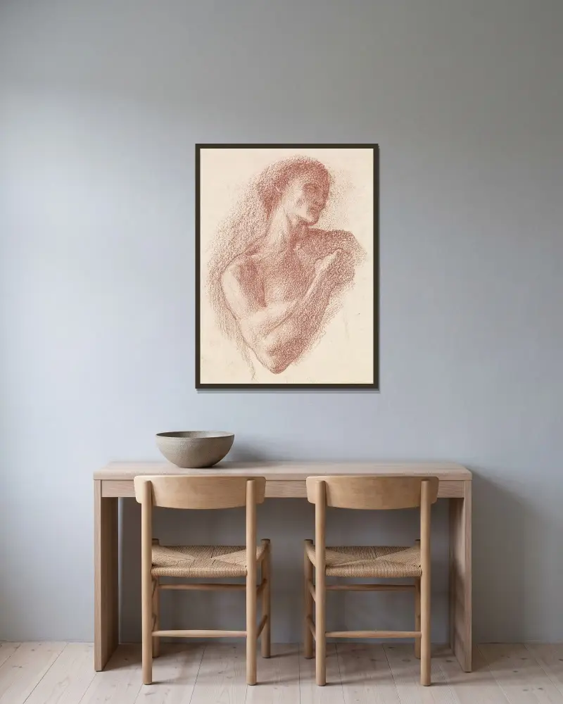 The Fates – Study of the Male Lover av Sir Edward Coley Burne-Jones inramad på en vägg