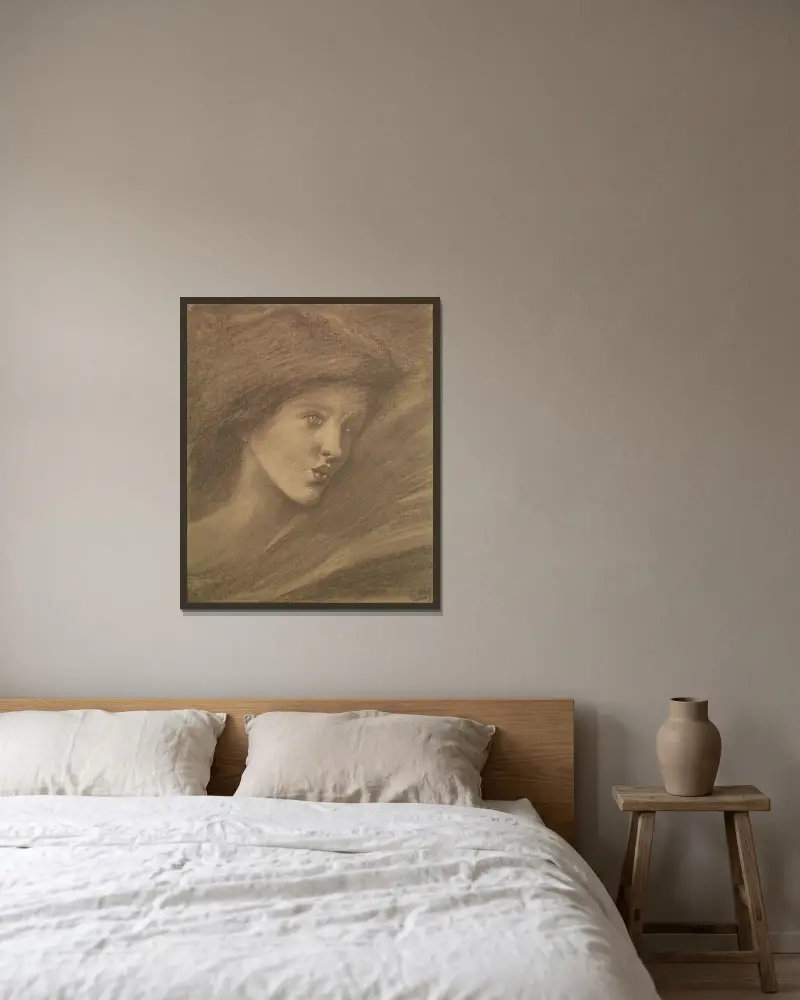 The Song of Solomon – Study of a Zephyr for ‘Sponsa de Libano’ av Sir Edward Coley Burne-Jones inramad på en vägg