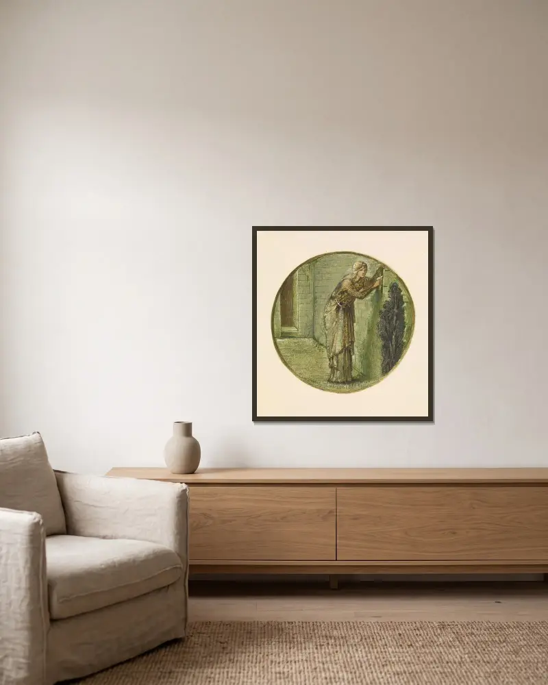 Wandbegegnung von Sir Edward Coley Burne-Jones gerahmt an einer Wand
