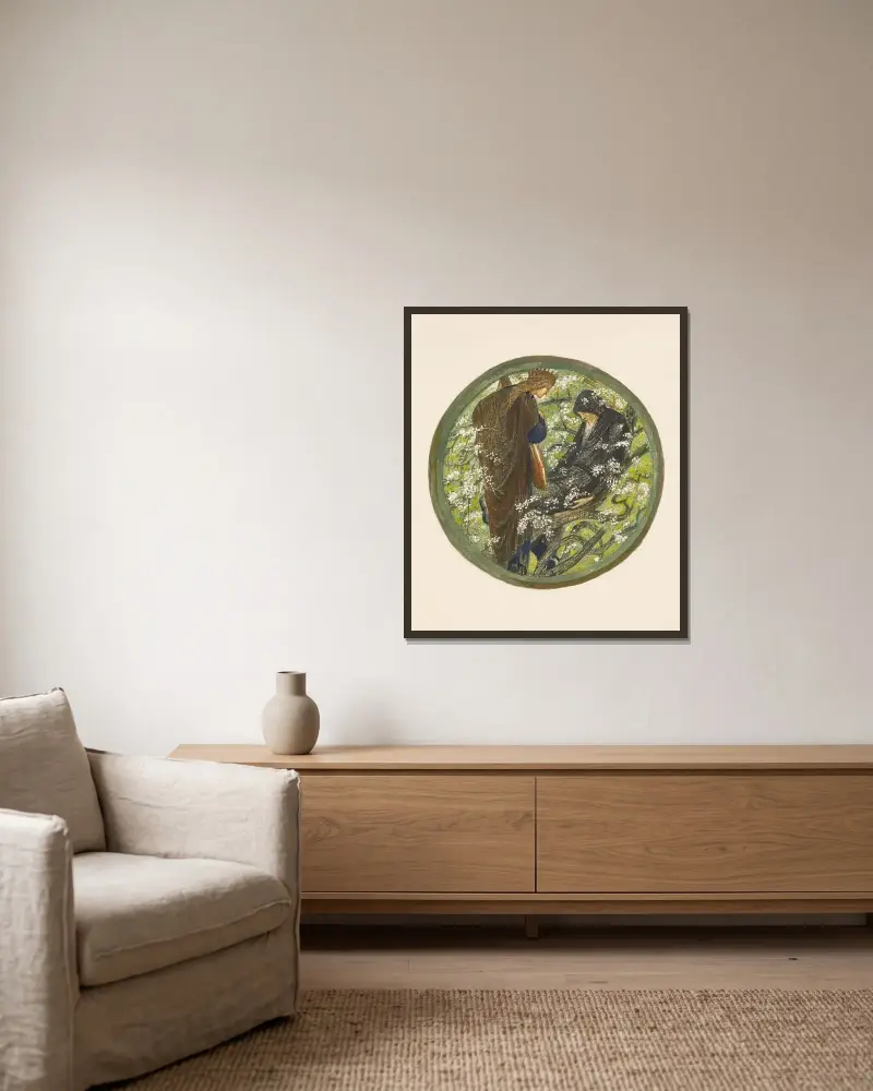 Hexenbaum von Sir Edward Coley Burne-Jones gerahmt an einer Wand