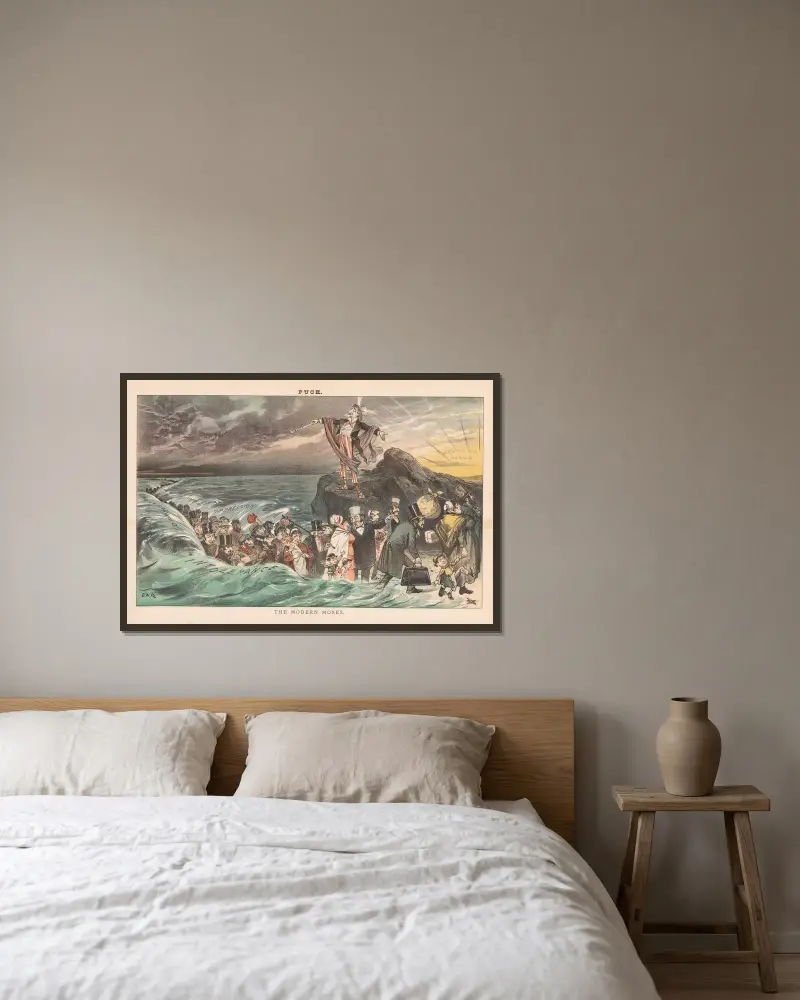 Den moderna Moses av Frederick Burr Opper inramad på en vägg