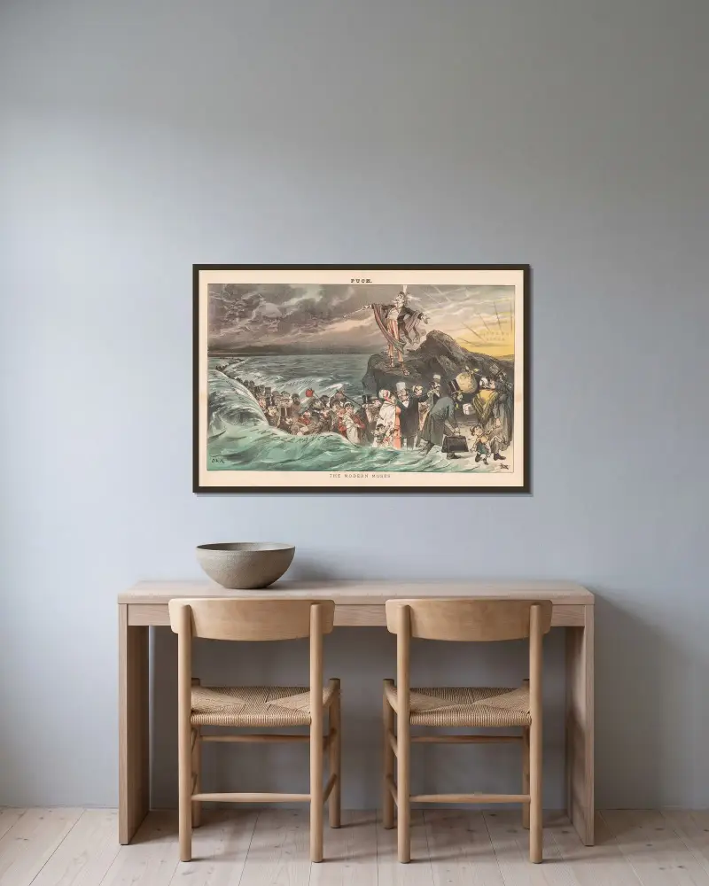 Den moderna Moses av Frederick Burr Opper inramad på en vägg
