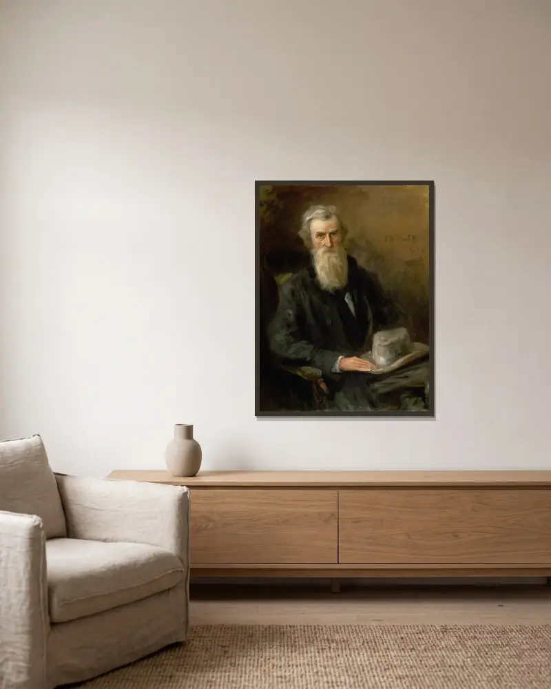 Portrait of John O’Leary (1830-1907), Nationalist and Journalist av John Butler Yeats inramad på en vägg