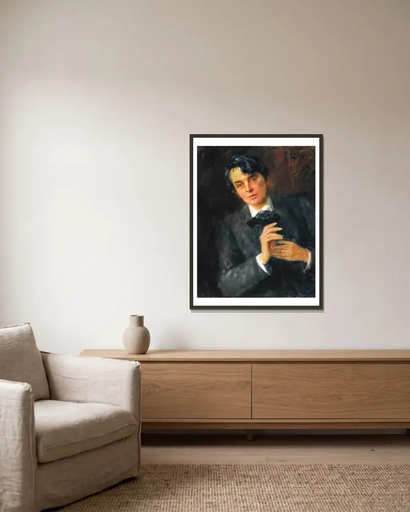 Portrait Of William Butler Yeats av John Butler Yeats inramad på en vägg