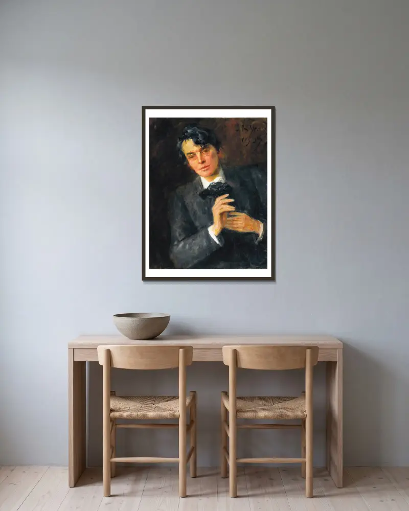 Portrait Of William Butler Yeats av John Butler Yeats inramad på en vägg