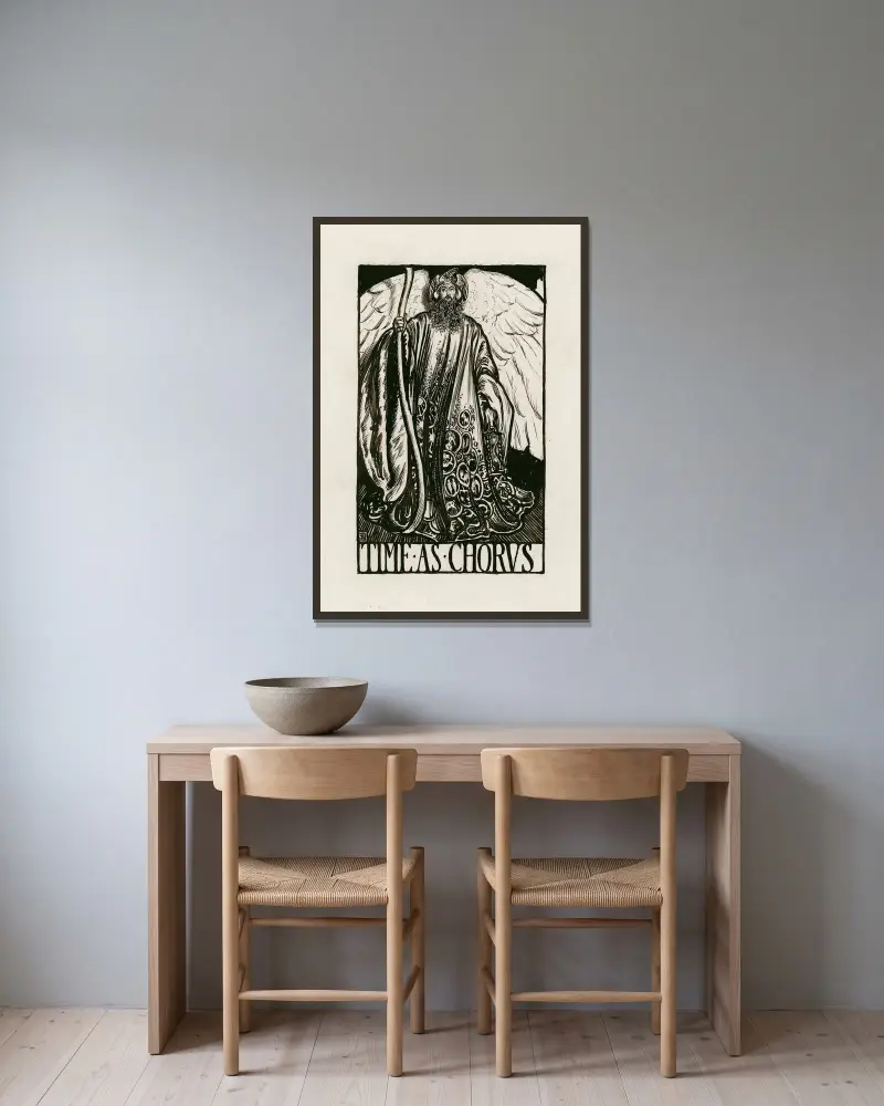 En vintersaga; Tiden som kör av Byam Shaw inramad på en vägg