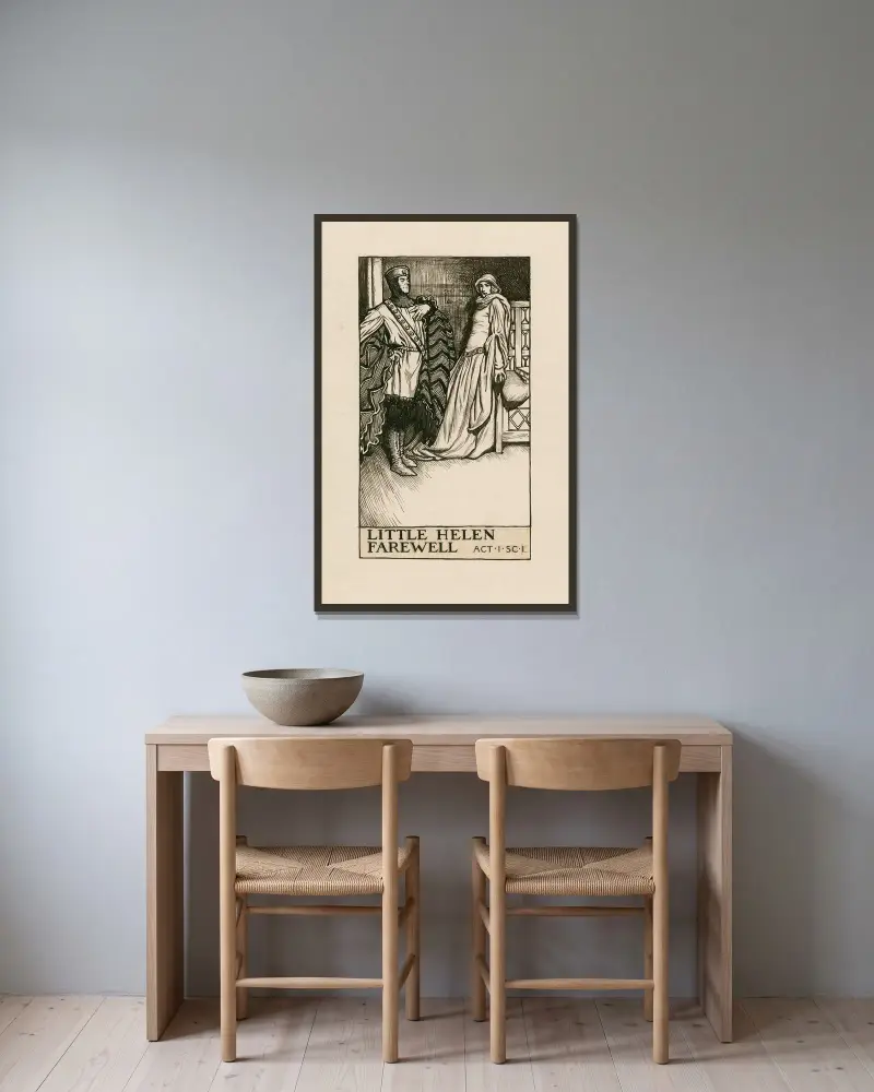 Alles gut, was gut endet; Kleine Helena Lebewohl Akt I Szene I von Byam Shaw gerahmt an einer Wand