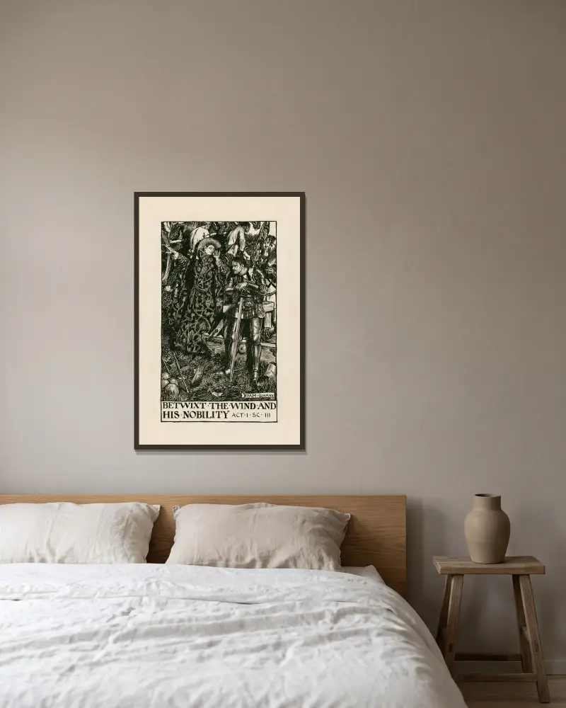 Heinrich IV., Teil 1; Betwixt the wind and his nobility, Akt I, Szene III von Byam Shaw gerahmt an einer Wand