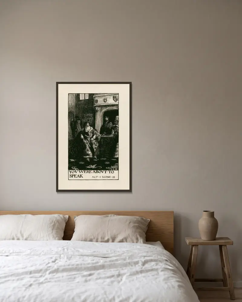 Henrik IV, del 1; Ni skulle just tala akt I scen III av Byam Shaw inramad på en vägg