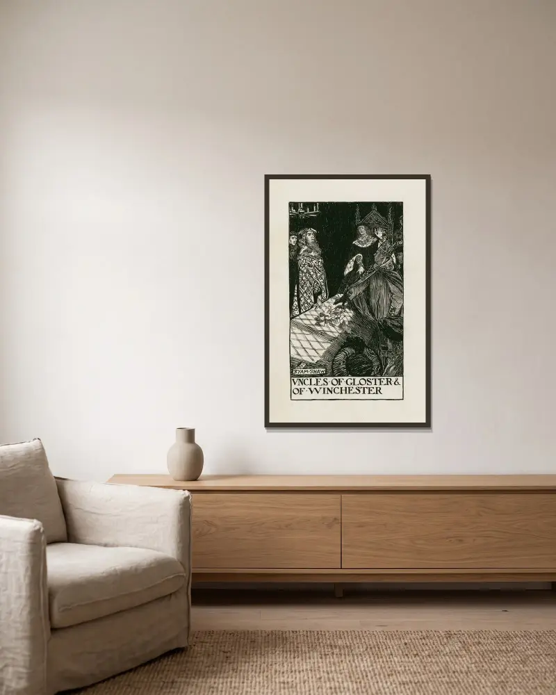 König Heinrich VI., Teil 1; Onkel von Gloster und von Winchester von Byam Shaw gerahmt an einer Wand