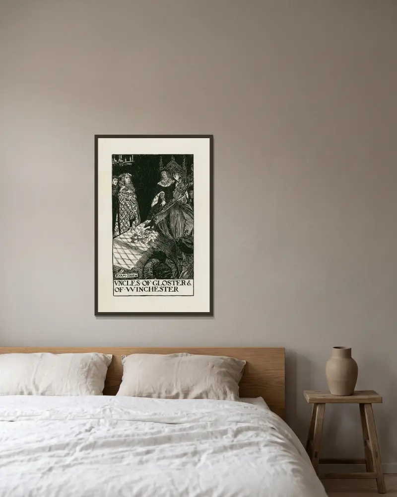 König Heinrich VI., Teil 1; Onkel von Gloster und von Winchester von Byam Shaw gerahmt an einer Wand