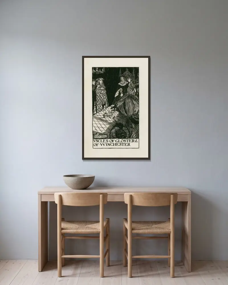 König Heinrich VI., Teil 1; Onkel von Gloster und von Winchester von Byam Shaw gerahmt an einer Wand