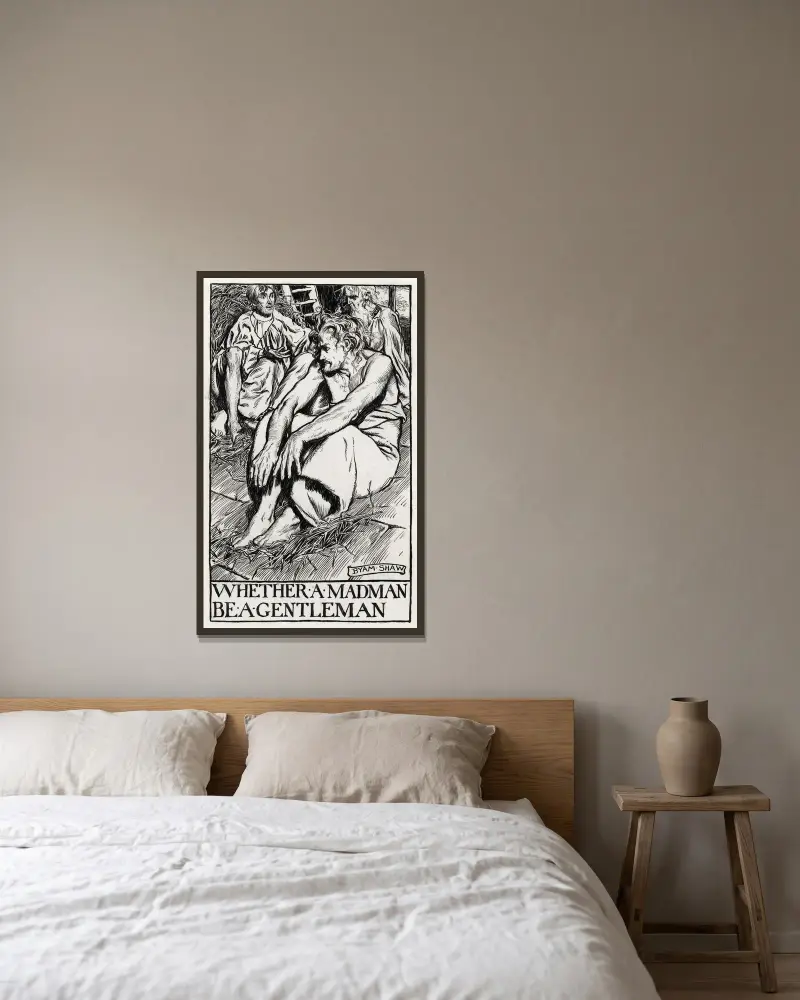 Kung Lear; Wthether a madman be a gentleman av Byam Shaw inramad på en vägg