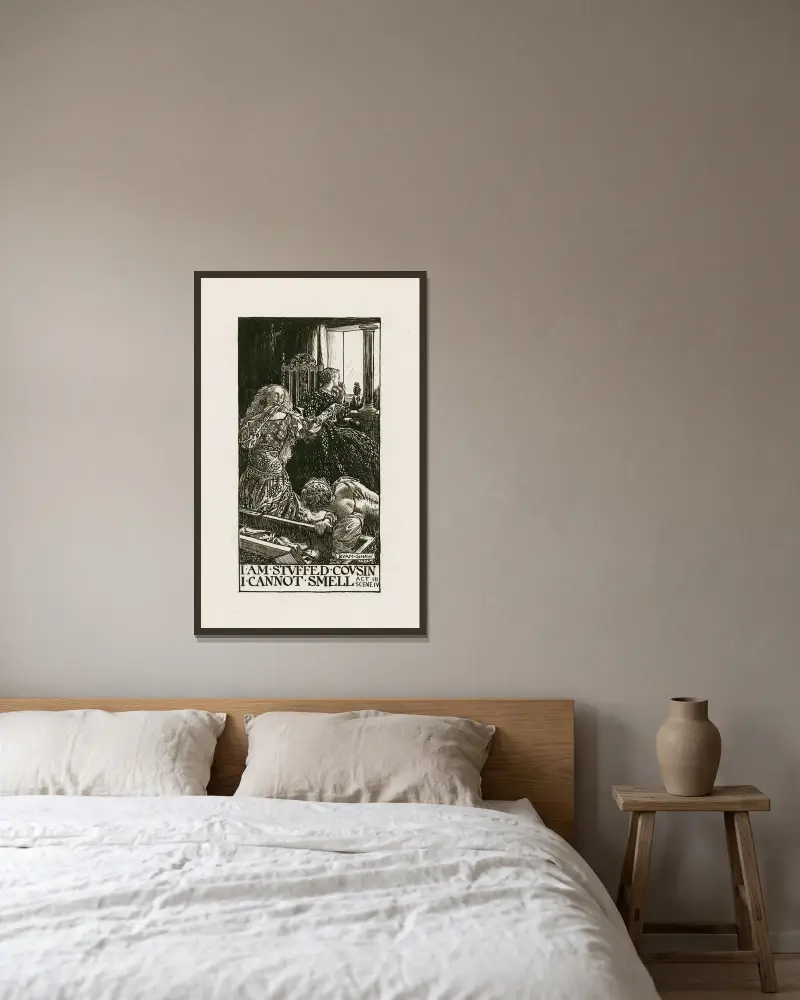 Viel Lärm um nichts von Byam Shaw gerahmt an einer Wand