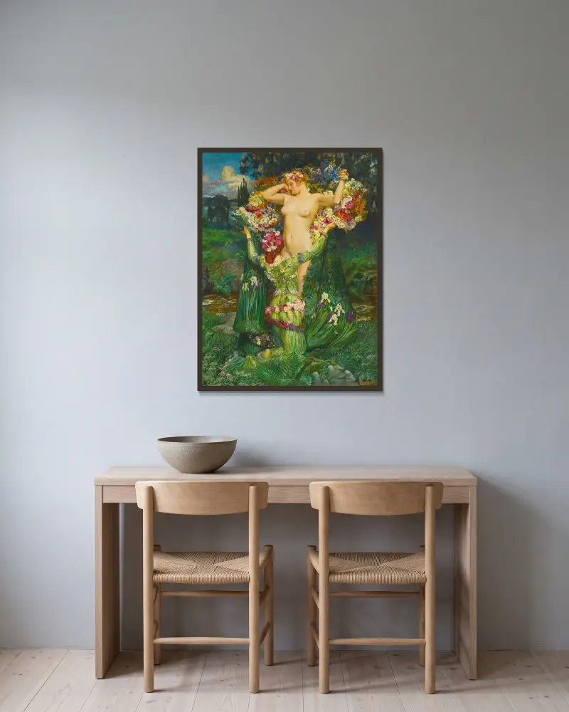 Spirande vår av Byam Shaw inramad på en vägg