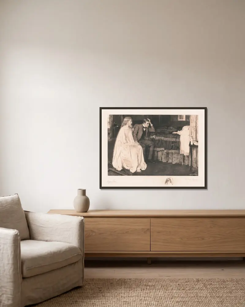 Der Tröster von Byam Shaw gerahmt an einer Wand
