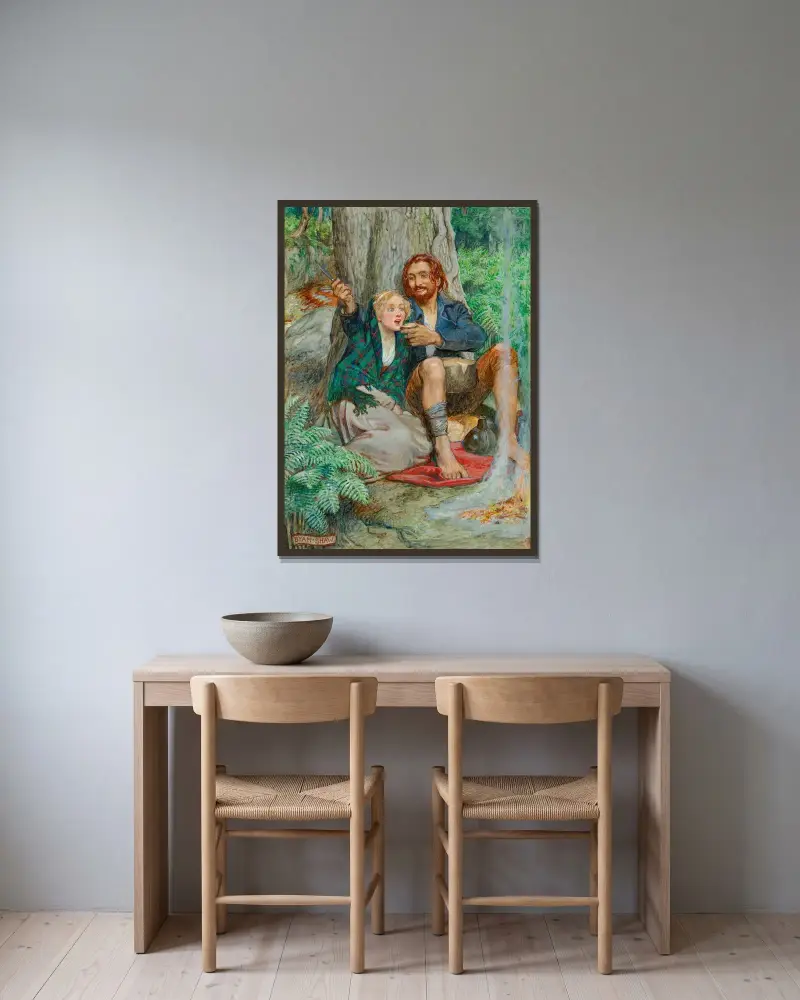 The Gaberlunzie Man av Byam Shaw inramad på en vägg