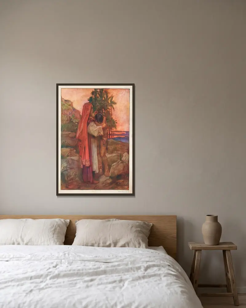 Den förlorade sonen av Byam Shaw inramad på en vägg