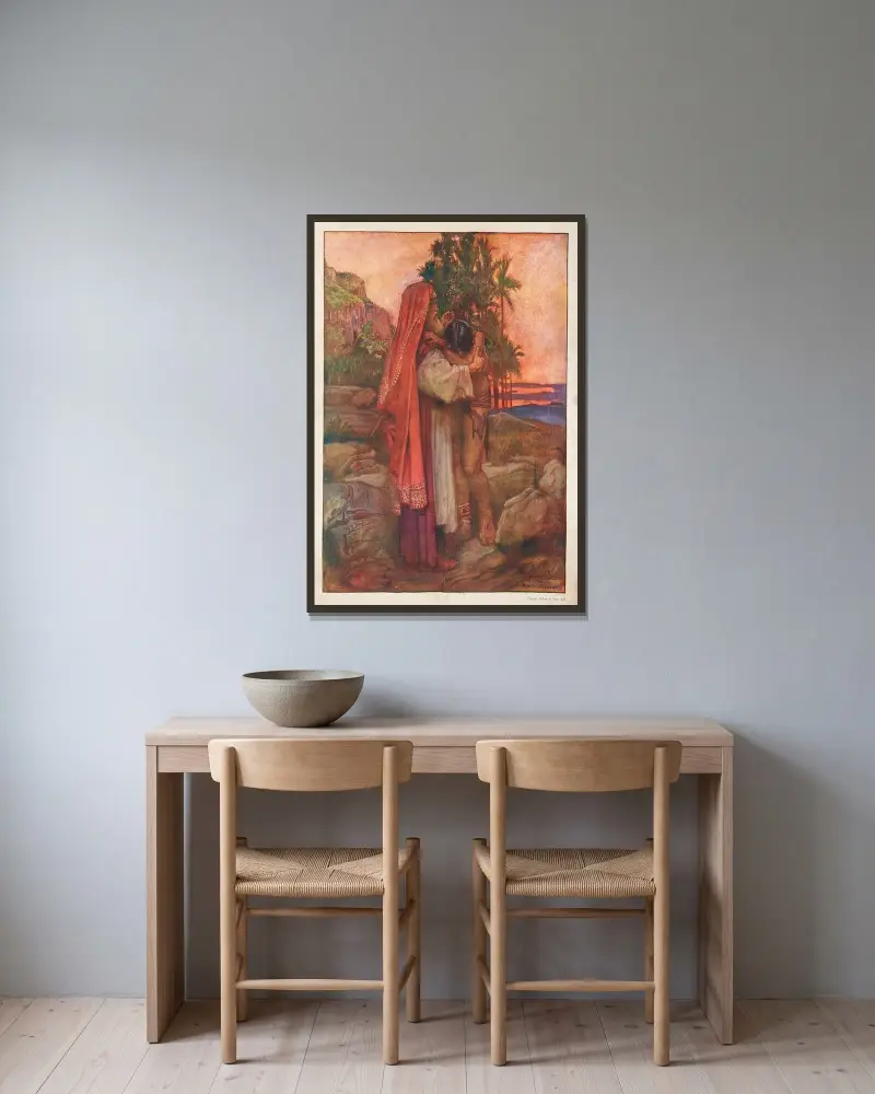 Den förlorade sonen av Byam Shaw inramad på en vägg