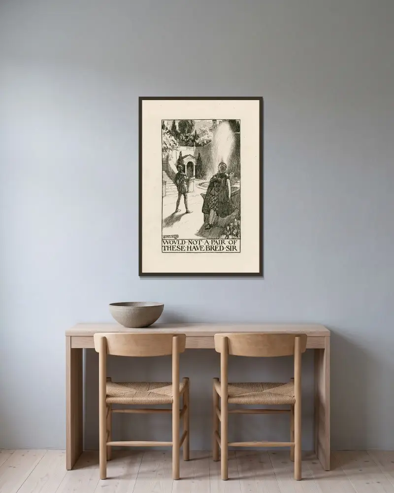 Was, meinst du, würde ein Paar davon nicht gebrütet haben, Sir (Akt III, Szene I) von Byam Shaw gerahmt an einer Wand
