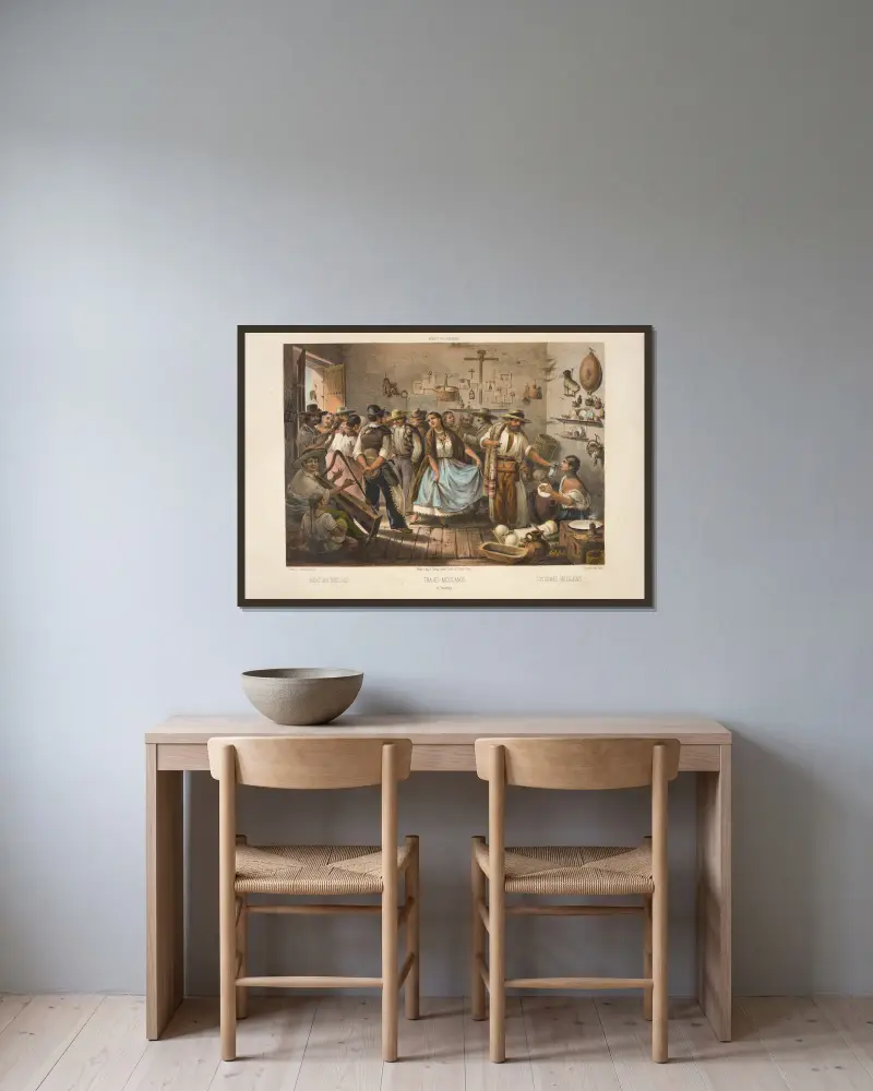 Mexikanische Kleider, 1869 – Nr. 4 von C. Castro gerahmt an einer Wand