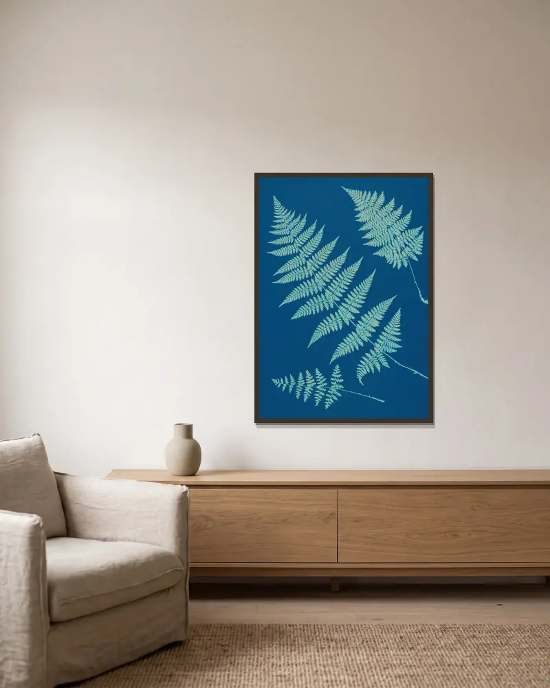 Ferns of Huntington, Long Island Pl.02 av Ella J. C. Hurd inramad på en vägg